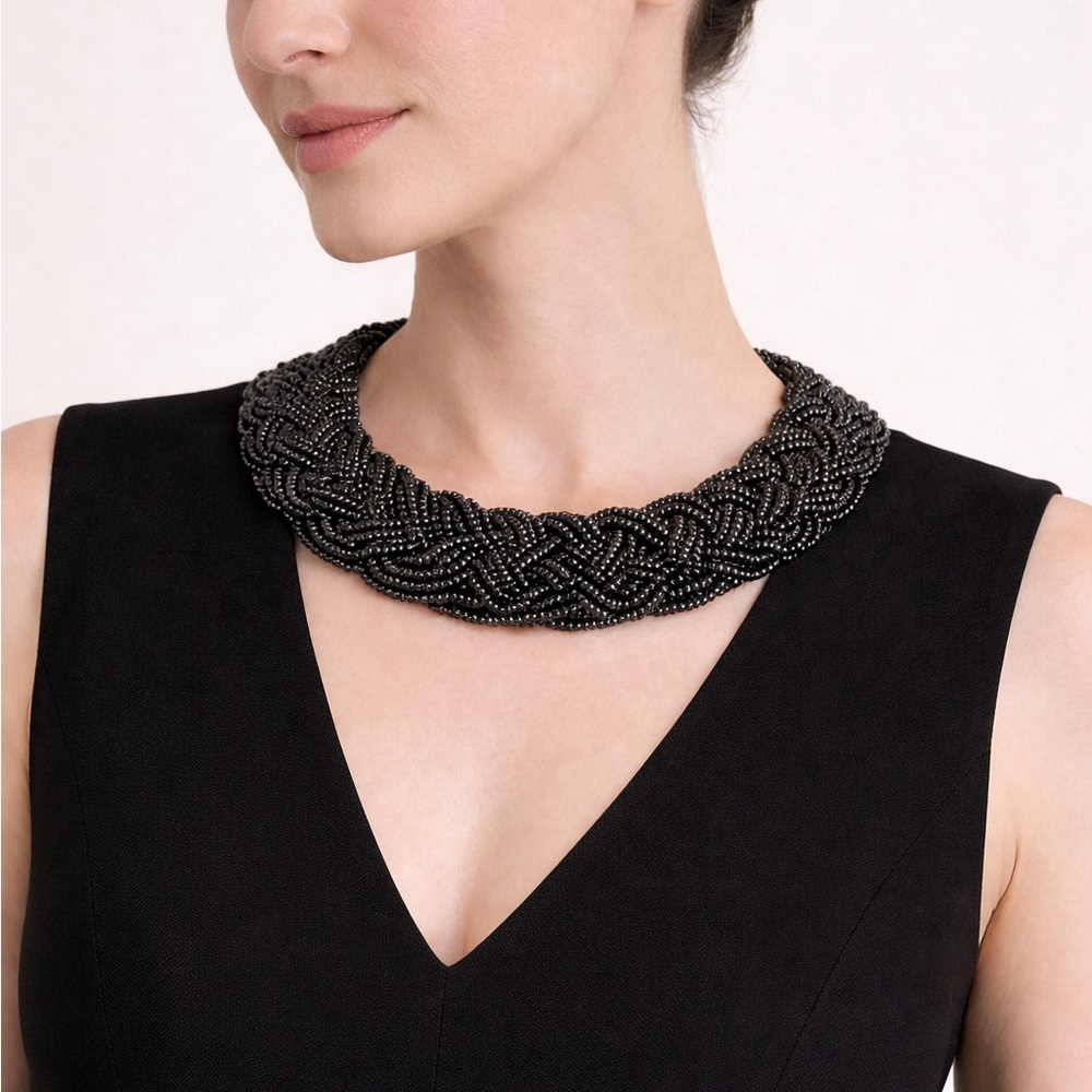 Elegant Black Beaded Necklace